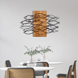 Wallity Fish Accesorio decorativo de pared Negro y Nogal